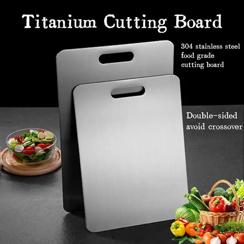 Premium Titanium and Stainless Steel Double-Sided Cutting Boards - Food Grade 304 Stainless Steel for Culinary Excellence-Allen Cozy Haven Store