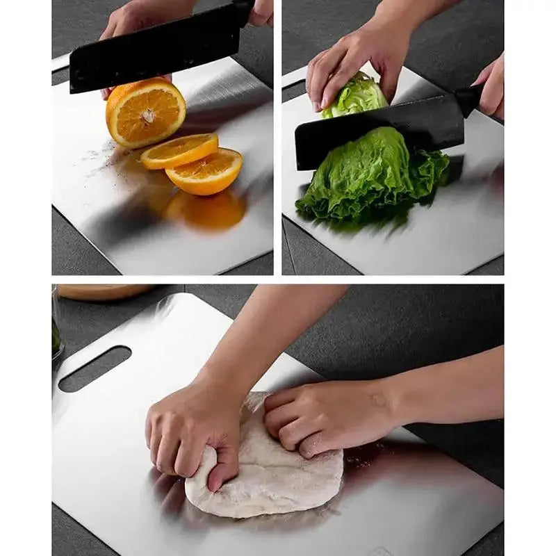 Premium Titanium and Stainless Steel Double-Sided Cutting Boards - Food Grade 304 Stainless Steel for Culinary Excellence-Allen Cozy Haven Store