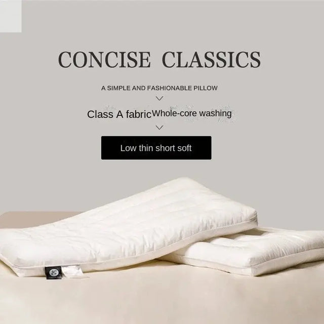 Pure Cotton Low Loft Pillow Cervical Support Adult Male and Female Students Single Soft Ultra-Thin Girl's Low Flat Pillow Inner Allen Cozy Haven Store