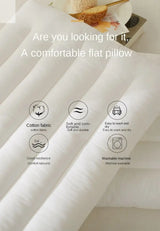 Pure Cotton Low Loft Pillow Cervical Support Adult Male and Female Students Single Soft Ultra-Thin Girl's Low Flat Pillow Inner Allen Cozy Haven Store