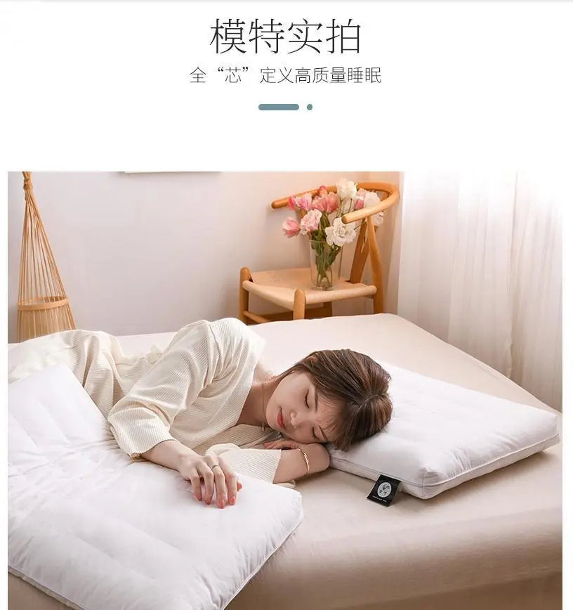 Pure Cotton Low Loft Pillow Cervical Support Adult Male and Female Students Single Soft Ultra-Thin Girl's Low Flat Pillow Inner Allen Cozy Haven Store