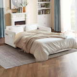 Queen Size Pull Out Couch Sleeper Sofa Bed, 3-in-1 Convertible Futon Couch for Living Room with Storage Pockets & Arm Pillows Allen Cozy Haven Store