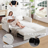 Queen Size Pull Out Couch Sleeper Sofa Bed, 3-in-1 Convertible Futon Couch for Living Room with Storage Pockets & Arm Pillows Allen Cozy Haven Store