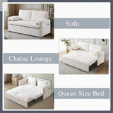 Queen Size Pull Out Couch Sleeper Sofa Bed, 3-in-1 Convertible Futon Couch for Living Room with Storage Pockets & Arm Pillows Allen Cozy Haven Store
