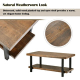 Rustic Natural Coffee Table with Storage Shelf - Square/Rectangular Design for Living Room, Easy Assembly-Allen Cozy Haven Store