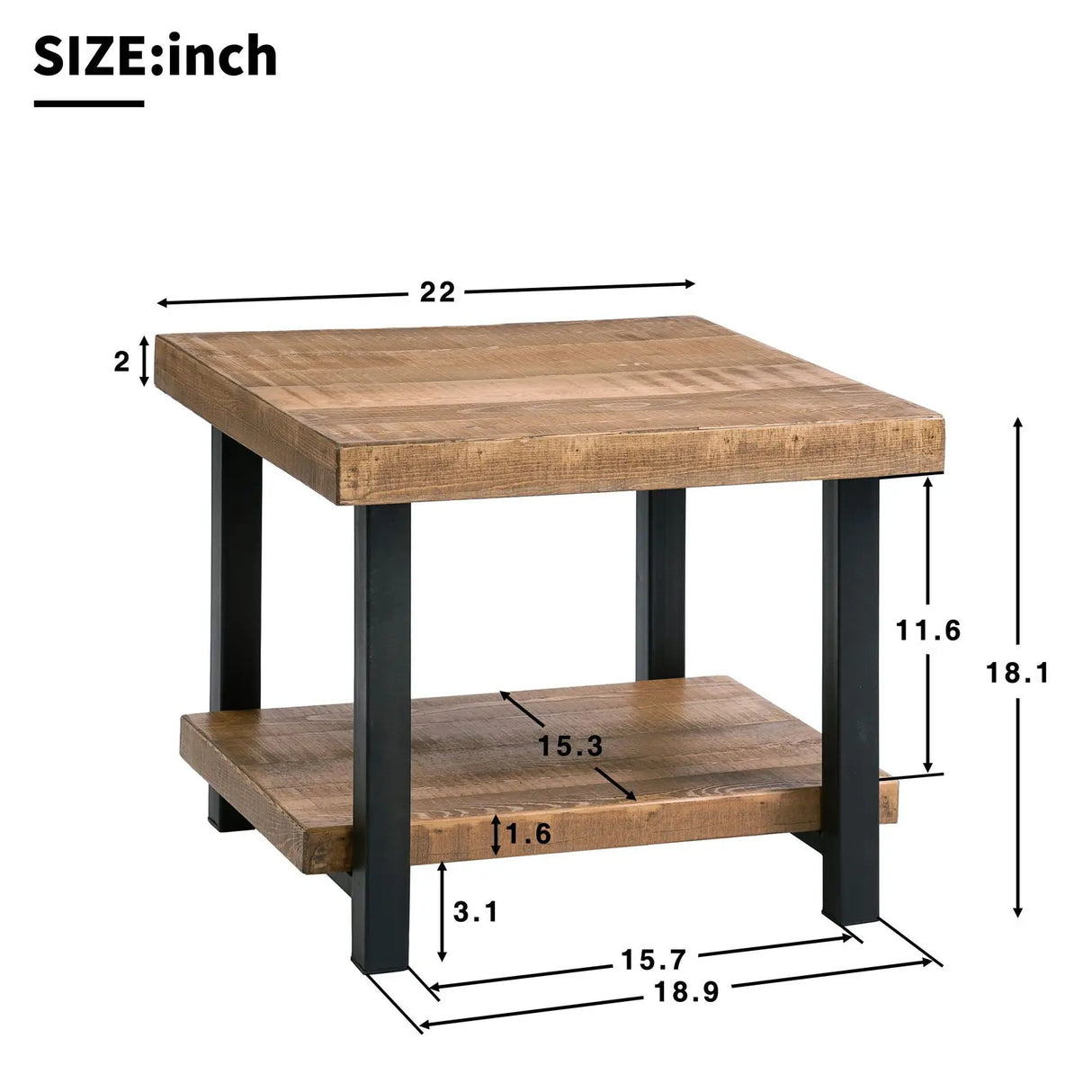 Rustic Natural Coffee Table with Storage Shelf - Square/Rectangular Design for Living Room, Easy Assembly-Allen Cozy Haven Store