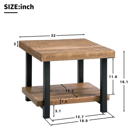 Rustic Natural Coffee Table with Storage Shelf - Square/Rectangular Design for Living Room, Easy Assembly-Allen Cozy Haven Store