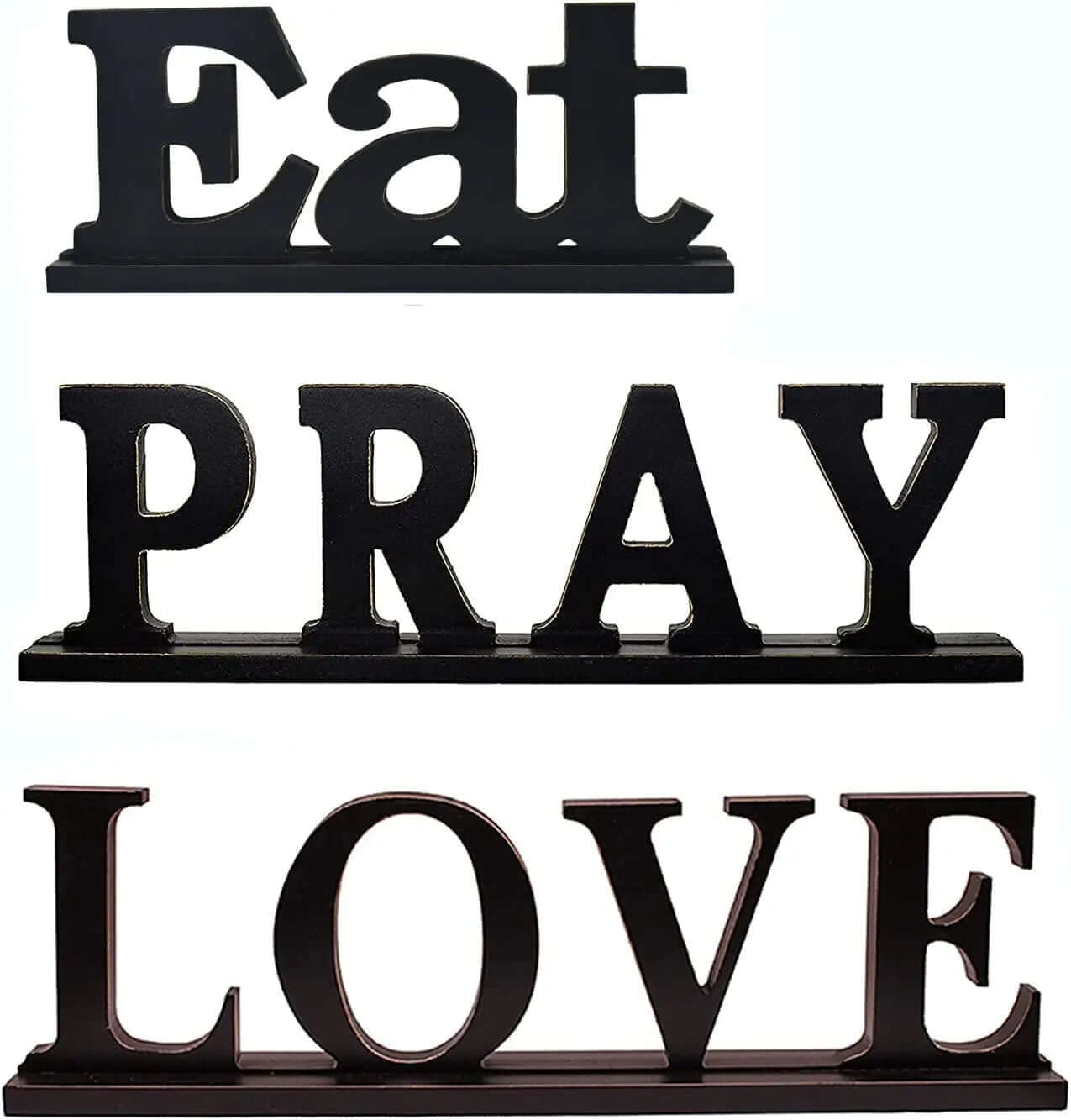 "Rustic Wood 'Eat Pray Love' Decorative Sign for Home Décor - Freestanding Tabletop Cutout"-Allen Cozy Haven Store