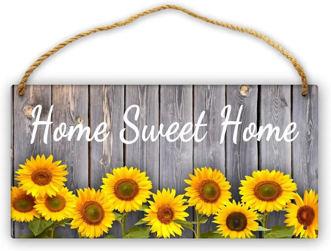 Rustic Wooden Sunflower Design Decor - 6x12 Inch Decorative Plaque for Home and Kitchen-Allen Cozy Haven Store