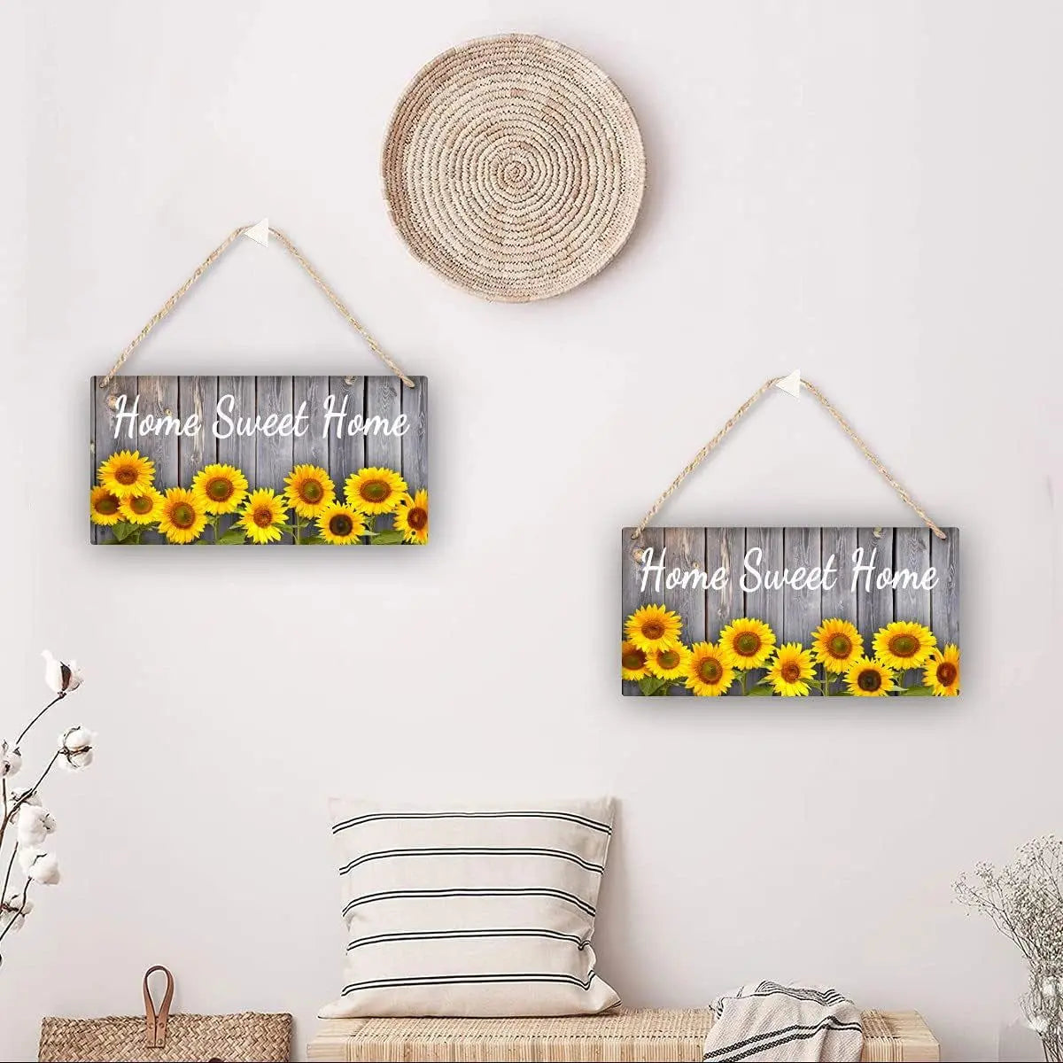 Rustic Wooden Sunflower Design Decor - 6x12 Inch Decorative Plaque for Home and Kitchen-Allen Cozy Haven Store