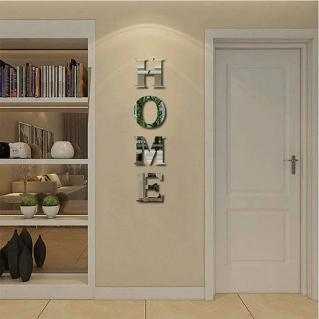 "Set of 4 Large Decorative Home Sign Letters - Family Mirror Wall Art for Living Room, Bedroom, and Kitchen (46x10 Inches)"-Allen Cozy Haven Store