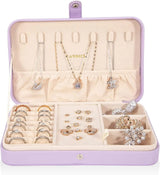 Elegant Lavender PU Leather Jewelry Organizer Case for Women and Girls-Allen Cozy Haven Store