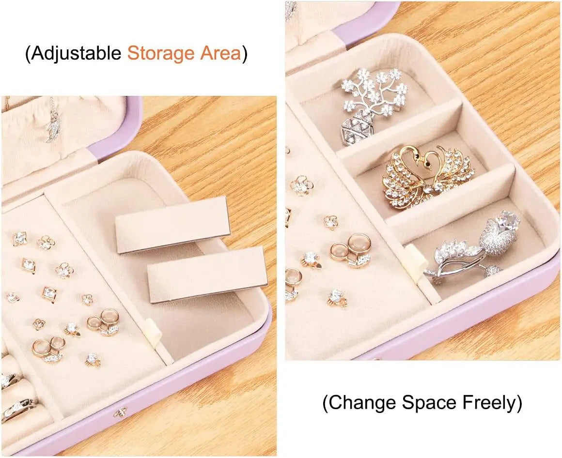 Elegant Lavender PU Leather Jewelry Organizer Case for Women and Girls-Allen Cozy Haven Store