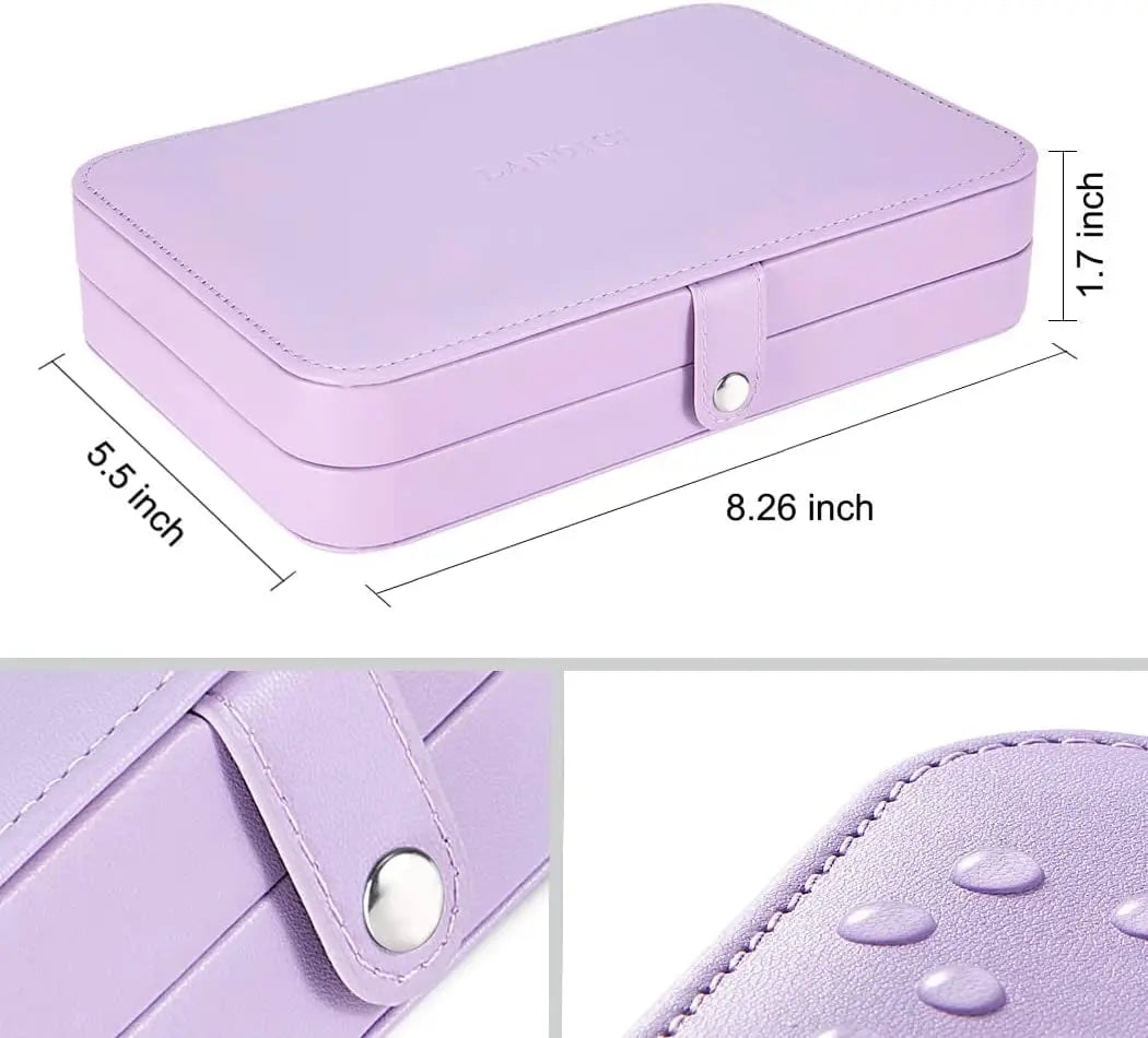 Elegant Lavender PU Leather Jewelry Organizer Case for Women and Girls-Allen Cozy Haven Store