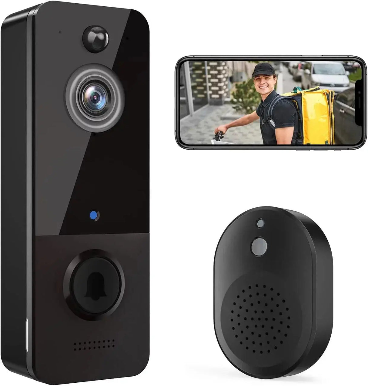 Smart Wireless Doorbell Camera with Chime - Black-Allen Cozy Haven Store