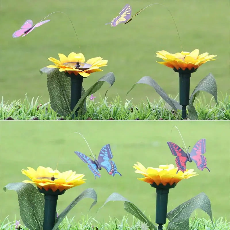 Solar-Powered Garden Stake Decor Featuring Fluttering Butterflies and Hummingbirds-Allen Cozy Haven Store