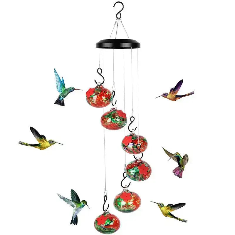 Sophisticated Glass Hummingbird Feeders and Wind Chimes for Outdoor Garden and Backyard Aesthetics-Allen Cozy Haven Store