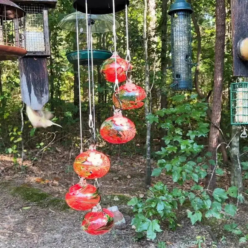 Sophisticated Glass Hummingbird Feeders and Wind Chimes for Outdoor Garden and Backyard Aesthetics-Allen Cozy Haven Store