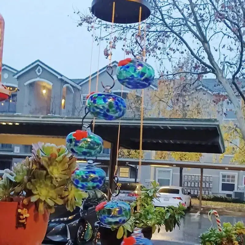 Sophisticated Glass Hummingbird Feeders and Wind Chimes for Outdoor Garden and Backyard Aesthetics-Allen Cozy Haven Store
