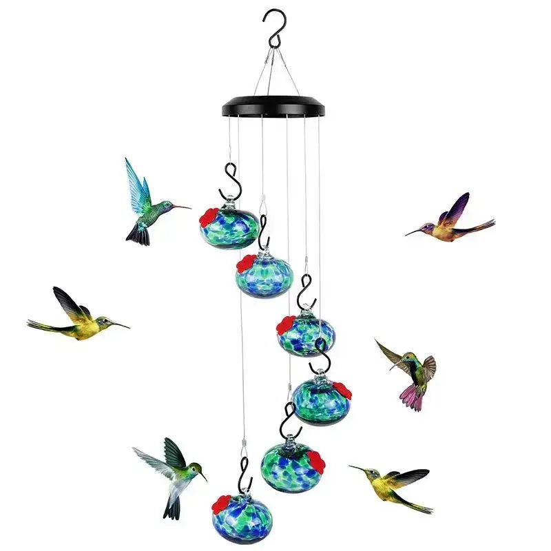 Sophisticated Glass Hummingbird Feeders and Wind Chimes for Outdoor Garden and Backyard Aesthetics-Allen Cozy Haven Store