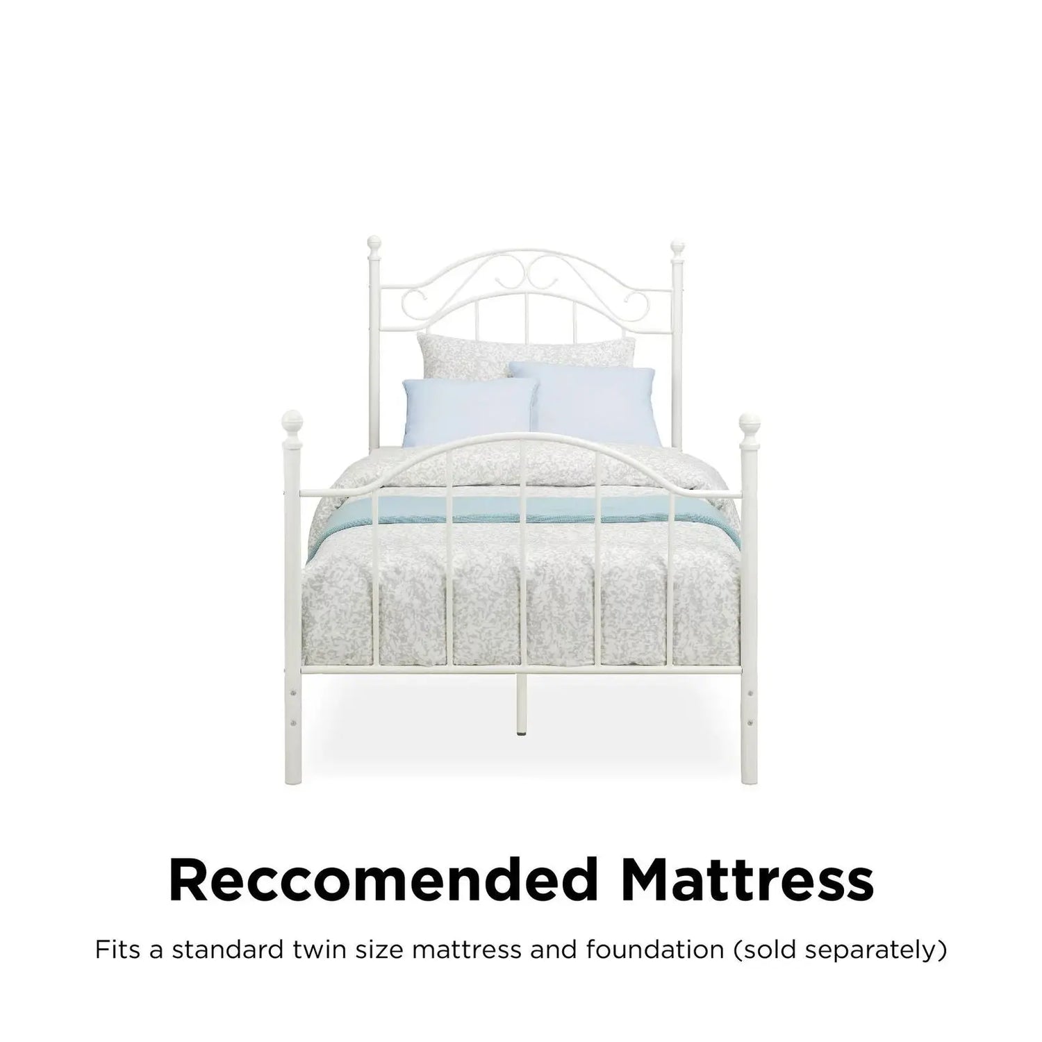 Twin Size White Metal Bed Frame for Bedroom Furniture-Allen Cozy Haven Store