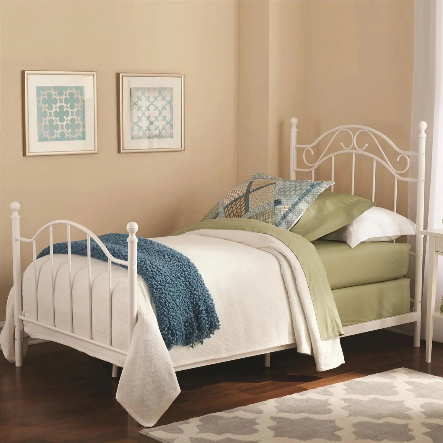 Twin Size White Metal Bed Frame for Bedroom Furniture-Allen Cozy Haven Store