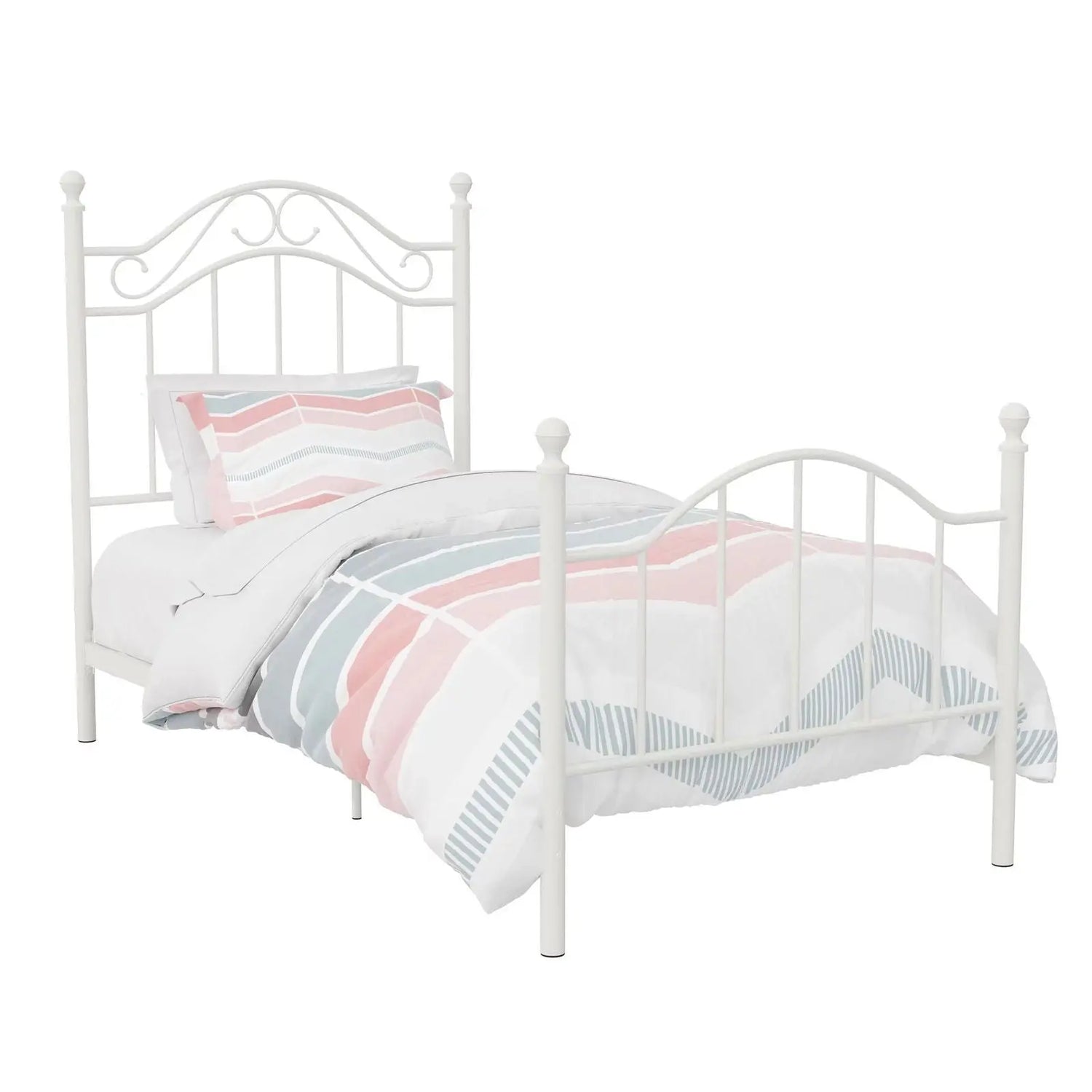 Twin Size White Metal Bed Frame for Bedroom Furniture-Allen Cozy Haven Store