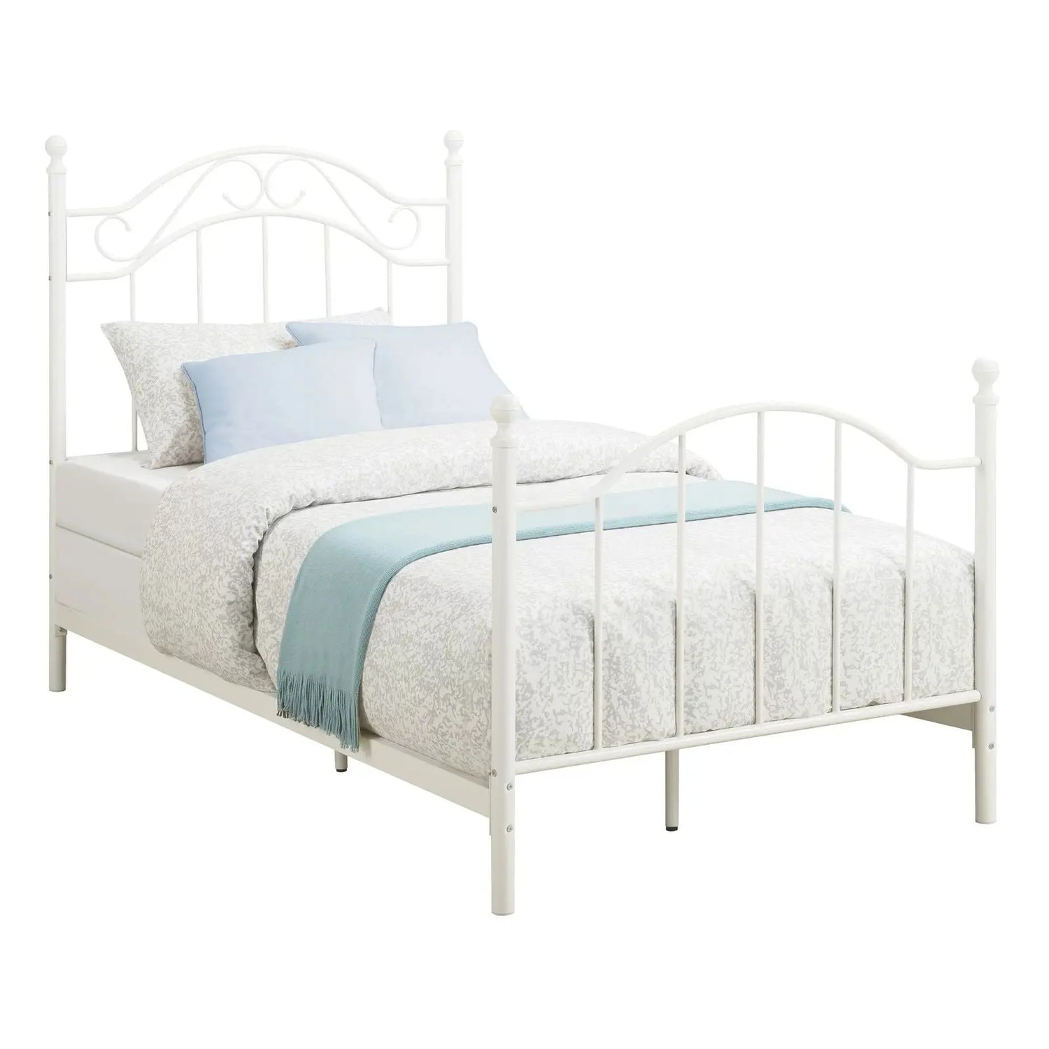Twin Size White Metal Bed Frame for Bedroom Furniture-Allen Cozy Haven Store