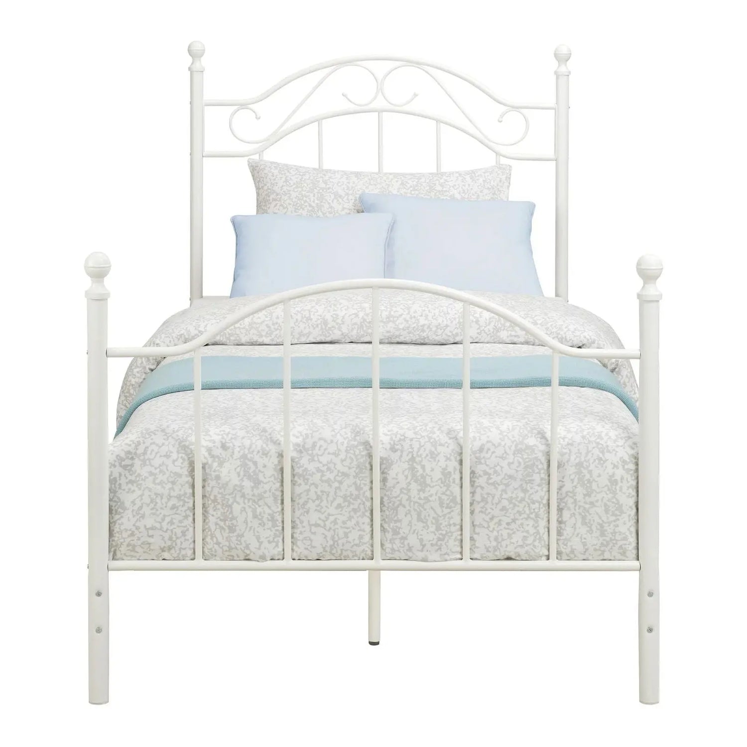 Twin Size White Metal Bed Frame for Bedroom Furniture-Allen Cozy Haven Store