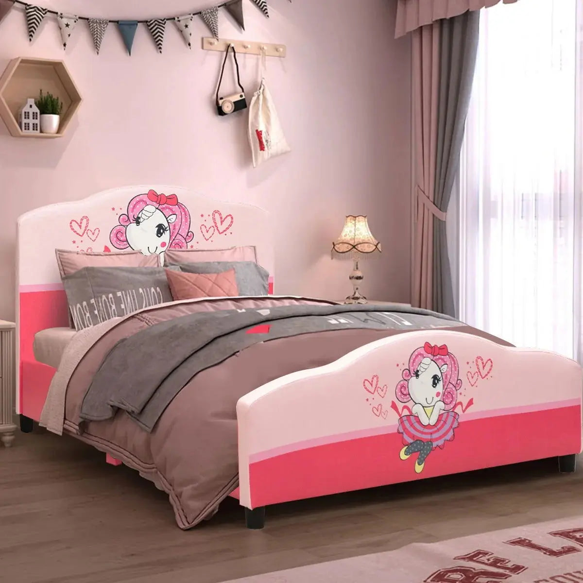 Upholstered Toddler Bed for Girls - Stylish Bedroom Furniture for Children-Allen Cozy Haven Store