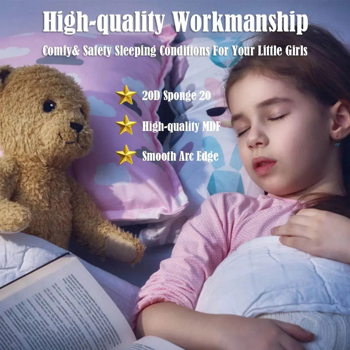 Upholstered Toddler Bed for Girls - Stylish Bedroom Furniture for Children-Allen Cozy Haven Store