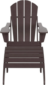 WO Home Furniture Adirondack Chair Outdoor Ottoman Set of 2 PCS Classic Patio Furniture (Dark Brown)-Allen Cozy Haven Store