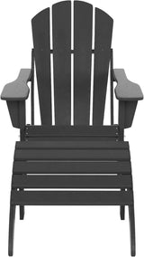 WO Home Furniture Adirondack Chair Outdoor Ottoman Set of 2 PCS Classic Patio Furniture (Gray)-Allen Cozy Haven Store