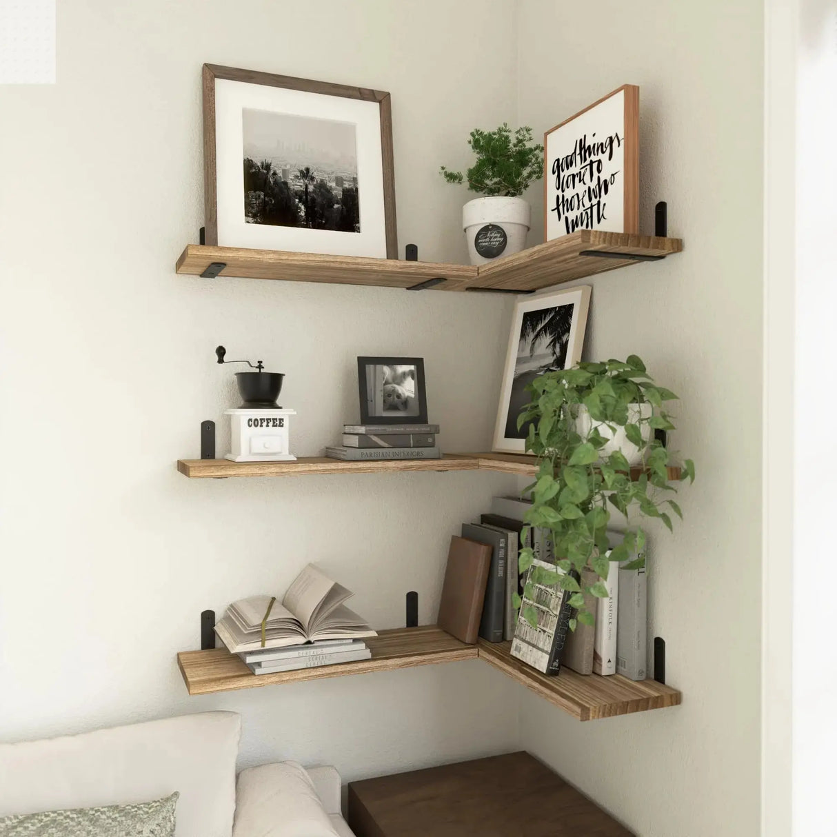 Wood Floating Shelves Set of 2 Farmhouse Style Shelf for Wall Decor  Bedroom Bathroom Storage Shelves Living Room Book Shelves Allen Cozy Haven Store