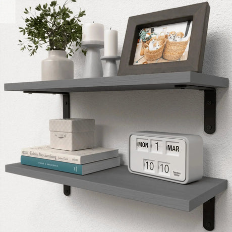 Wood Floating Shelves Set of 2 Farmhouse Style Shelf for Wall Decor  Bedroom Bathroom Storage Shelves Living Room Book Shelves Allen Cozy Haven Store