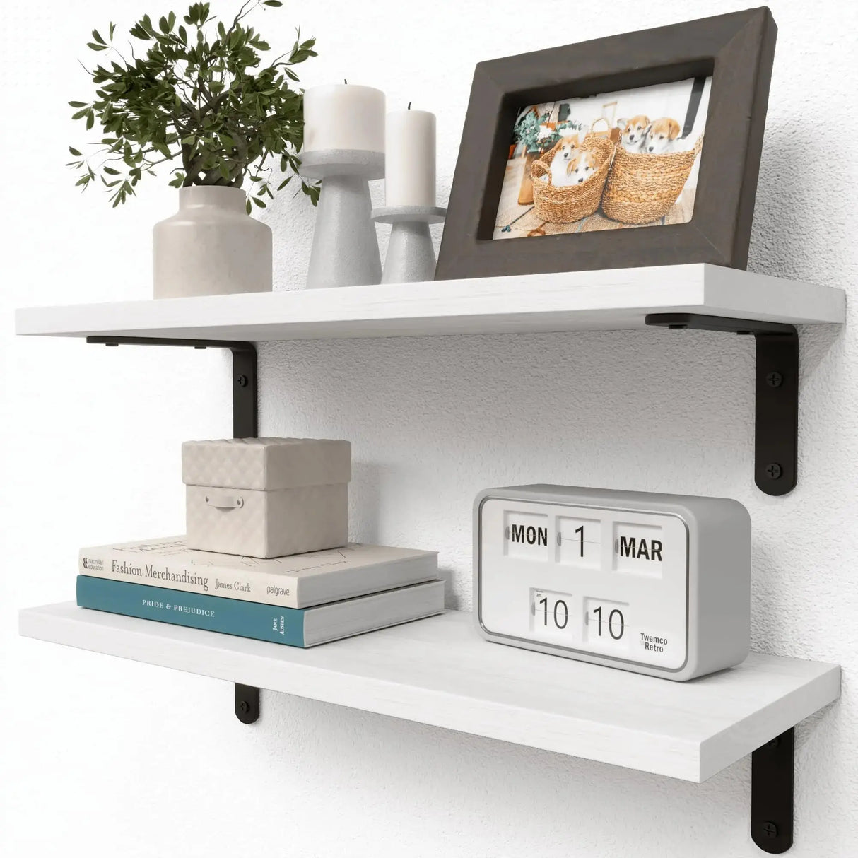 Wood Floating Shelves Set of 2 Farmhouse Style Shelf for Wall Decor  Bedroom Bathroom Storage Shelves Living Room Book Shelves Allen Cozy Haven Store