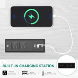 Wooden Dog Crate Furniture with Dual USB Ports, End Table for Small Dogs featuring Tray and Cushion Allen Cozy Haven Store