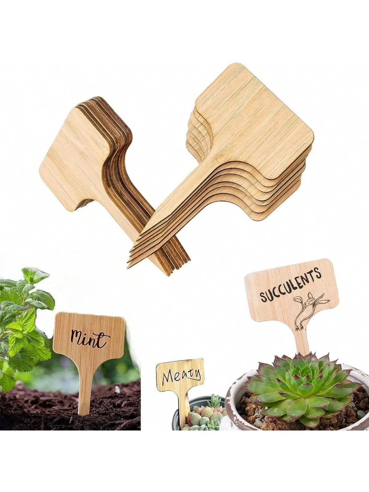 Wooden T-Type Plant Labels - Set of 10/15/25/50 Garden Markers for Outdoor and Potted Plants-Allen Cozy Haven Store