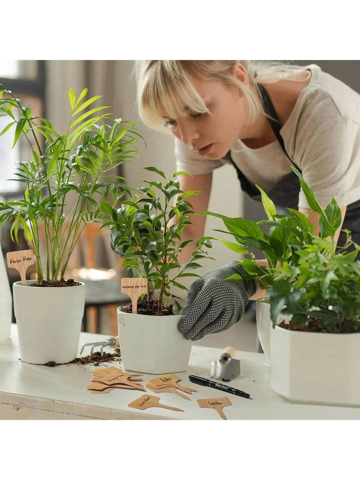 Wooden T-Type Plant Labels - Set of 10/15/25/50 Garden Markers for Outdoor and Potted Plants-Allen Cozy Haven Store