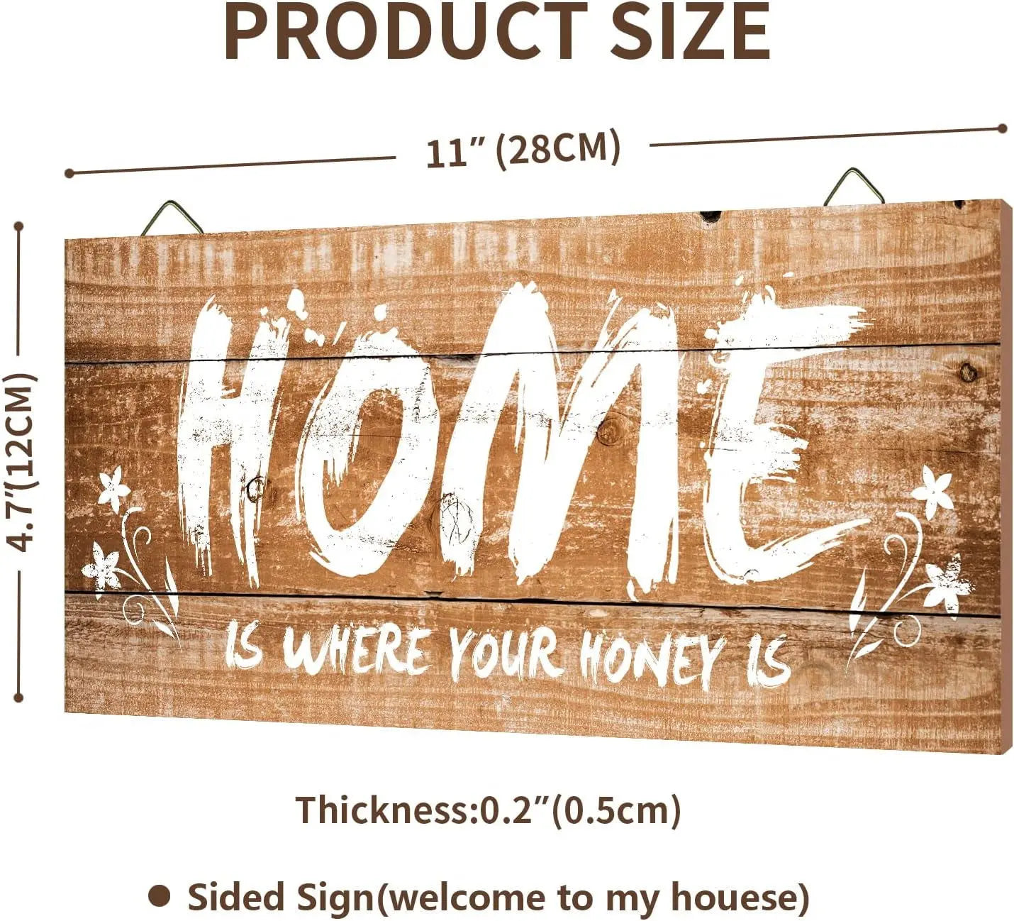 "Wooden Wall Decor- 'Home Is Where Your Honey Is' - Elegant Home Living Room Accent - 11x5x0.2 Inches"-Allen Cozy Haven Store
