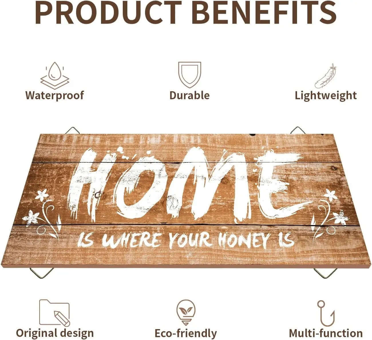 "Wooden Wall Decor- 'Home Is Where Your Honey Is' - Elegant Home Living Room Accent - 11x5x0.2 Inches"-Allen Cozy Haven Store