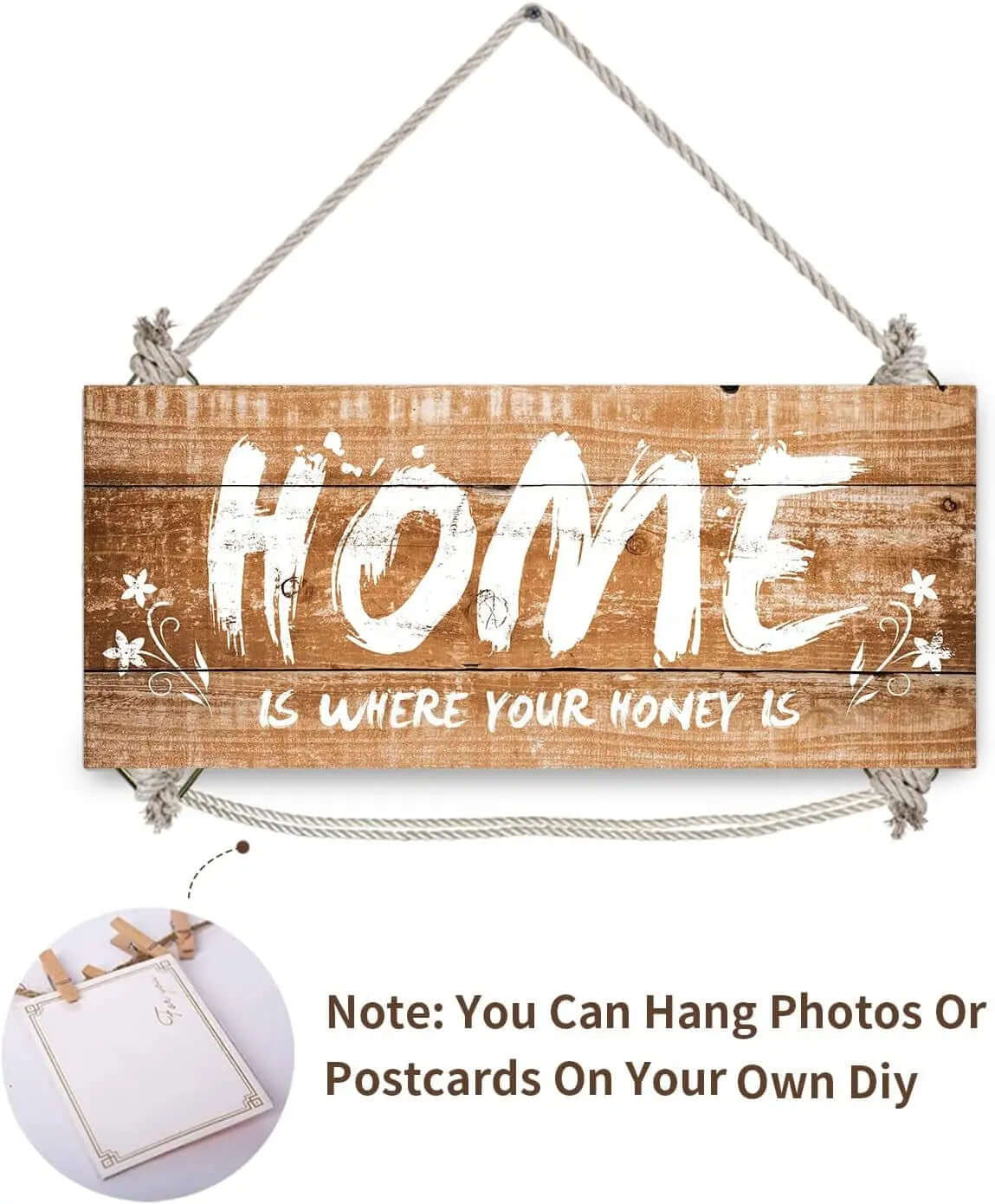 "Wooden Wall Decor- 'Home Is Where Your Honey Is' - Elegant Home Living Room Accent - 11x5x0.2 Inches"-Allen Cozy Haven Store